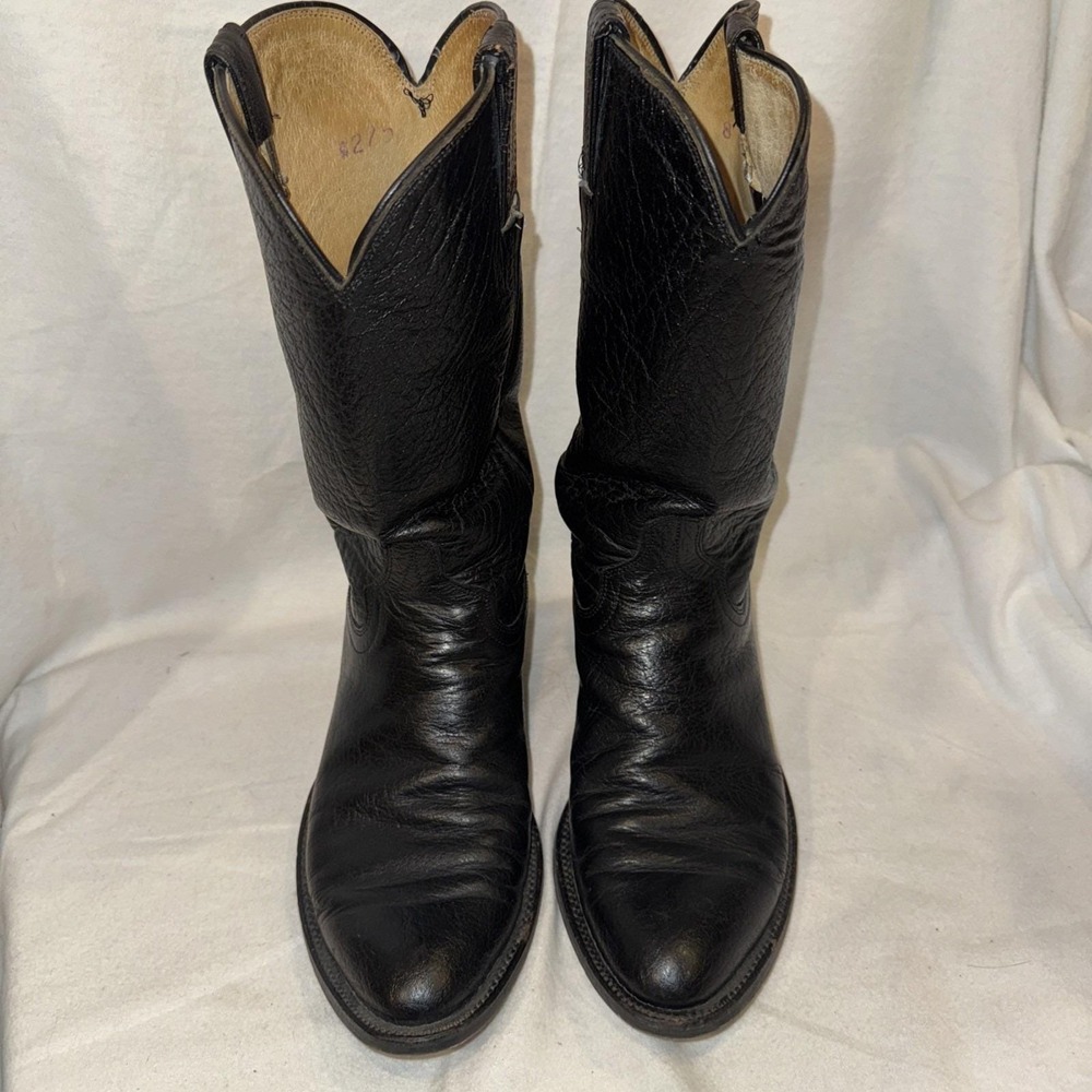 VTG Biltrite Vulcan Western Cowboy Black Leather Boots Mens Sz 8D USA 275